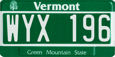VT license plate WYX196