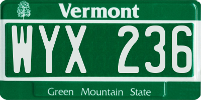 VT license plate WYX236