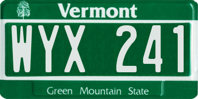 VT license plate WYX241