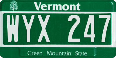 VT license plate WYX247
