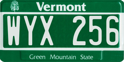 VT license plate WYX256