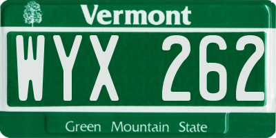 VT license plate WYX262