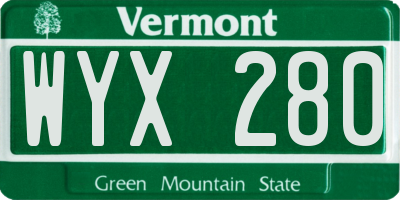 VT license plate WYX280