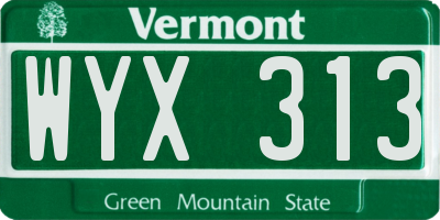 VT license plate WYX313