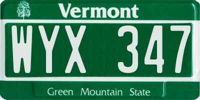 VT license plate WYX347