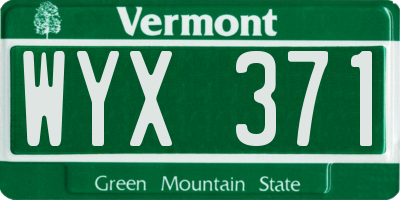 VT license plate WYX371