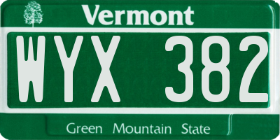 VT license plate WYX382