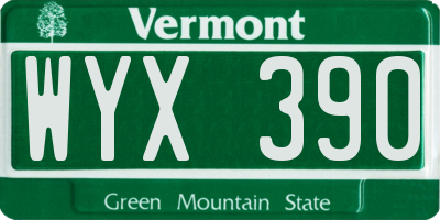 VT license plate WYX390