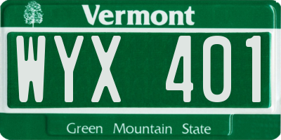 VT license plate WYX401