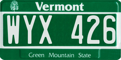 VT license plate WYX426