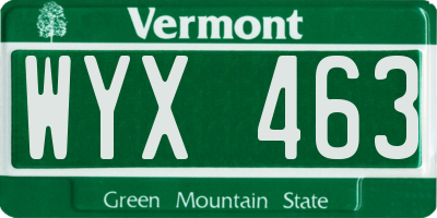 VT license plate WYX463