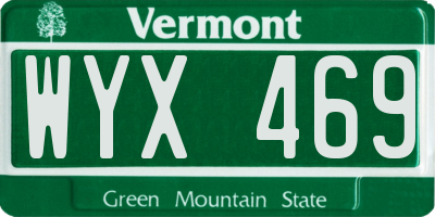 VT license plate WYX469