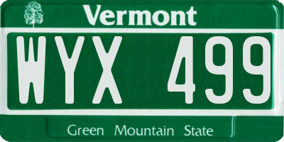 VT license plate WYX499