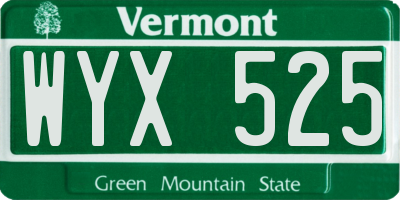 VT license plate WYX525