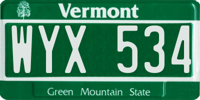 VT license plate WYX534