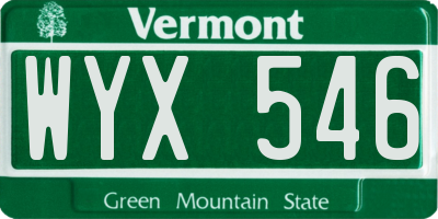 VT license plate WYX546