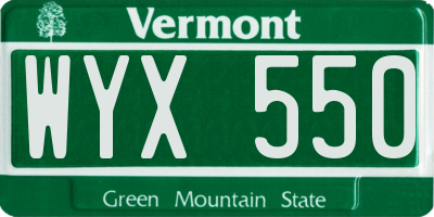 VT license plate WYX550