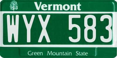VT license plate WYX583