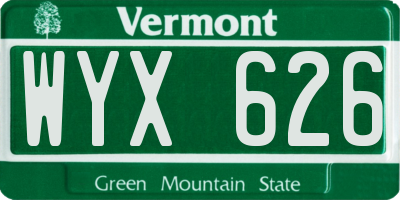 VT license plate WYX626