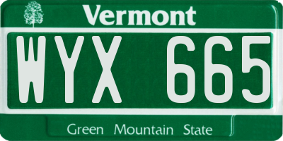 VT license plate WYX665