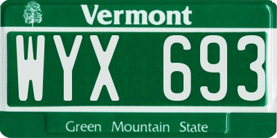 VT license plate WYX693