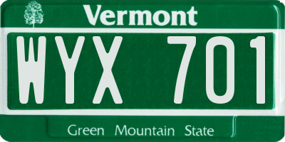 VT license plate WYX701