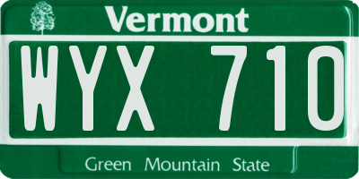 VT license plate WYX710