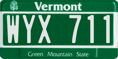 VT license plate WYX711