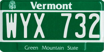 VT license plate WYX732
