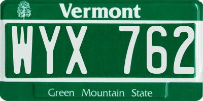 VT license plate WYX762