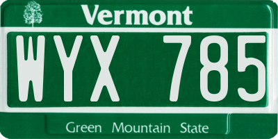 VT license plate WYX785