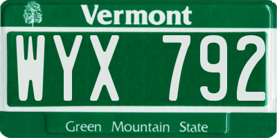 VT license plate WYX792