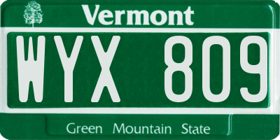 VT license plate WYX809