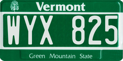 VT license plate WYX825