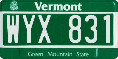 VT license plate WYX831
