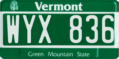 VT license plate WYX836