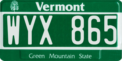 VT license plate WYX865