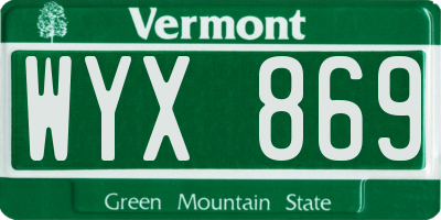 VT license plate WYX869