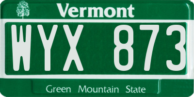 VT license plate WYX873