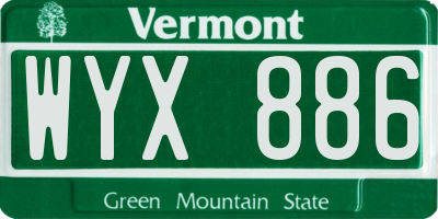 VT license plate WYX886