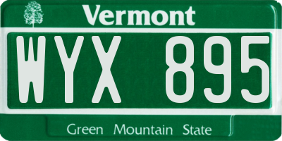 VT license plate WYX895