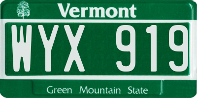 VT license plate WYX919