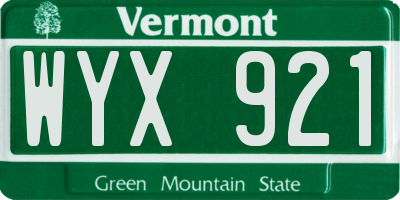 VT license plate WYX921