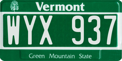 VT license plate WYX937