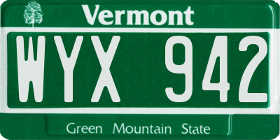 VT license plate WYX942