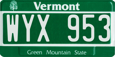 VT license plate WYX953