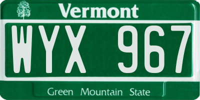 VT license plate WYX967