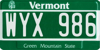 VT license plate WYX986