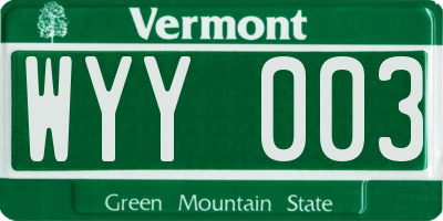 VT license plate WYY003