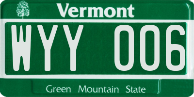 VT license plate WYY006